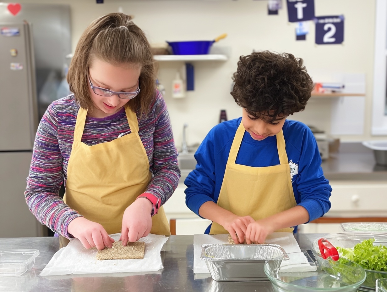 Kids cooking together